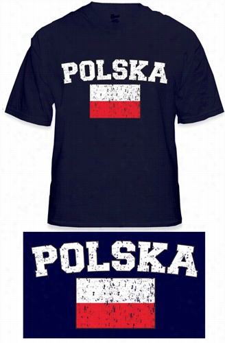 Poland &quot;polska&quot; Vintage Flag International Mens T-shir