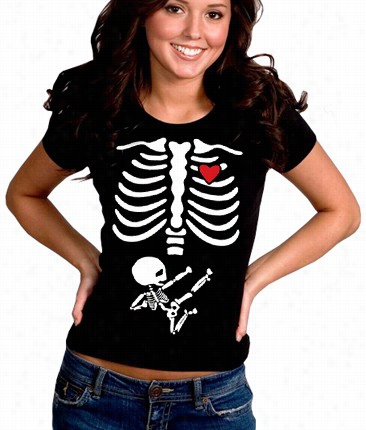 Pregnant Ninja Skeleton Girl's T-shirt