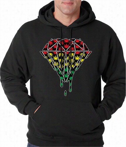 Rasta Pot Leaf Diamond Adul Hoodie