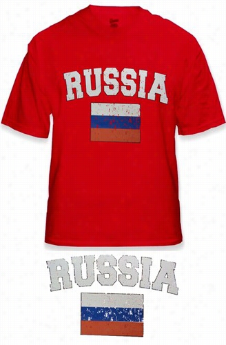 Russia Vintage Flag International Mens T-shirt