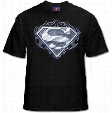 Superman Biker Metal Logo  T-shirt