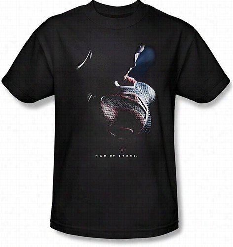 Superman Man Of Steel &quot;movie Poster&quot; Men's T-shirg On Blck