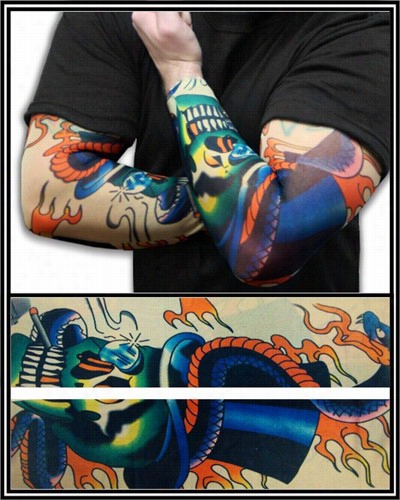 Tattoo Sleeves - Top Hat Sksleton Temproary Tattoo Sleeves (pair)