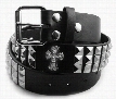 Rhinestone Crosses and Pyramid Studded Leather Belt