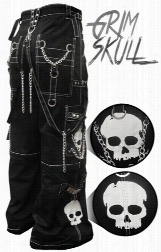 Tripp Nyc &quot;grim Skull&quot;  Bbondage Pants (blcak/white