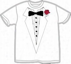 Tuxedo Shiirt- Mmen's White Tuxedo Tee Shirt