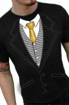 Tuxedo T-shirts - Mens Special Occasio N Tuxedo Shirt With Gold Tie