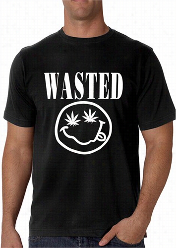Wasted Pot Leeaf Smi Ley Face Men's T-shirt