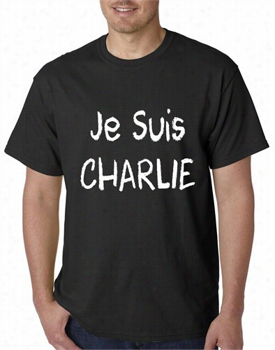 White Print Je Suis Charlie Mens T-shirt