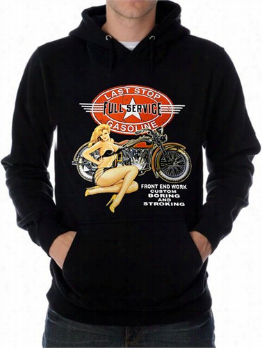 Bike Rsweatshirts - &quot;last  Stop Full Service &quot; Biker Hoodie (black)