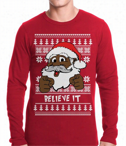 Black Santa &quot;believe It&quot; Thermal Shirt