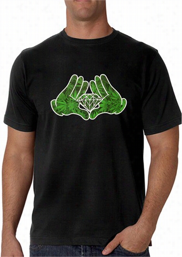 Cartooon Hands Pot Leaf Diamond Men's T-shirt