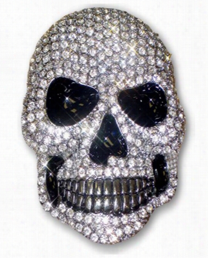 Diamond Rhinestone Skull  Belt Buckle With Free Belt