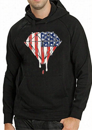 Dripping American Flag Diamond Adult Hoodie