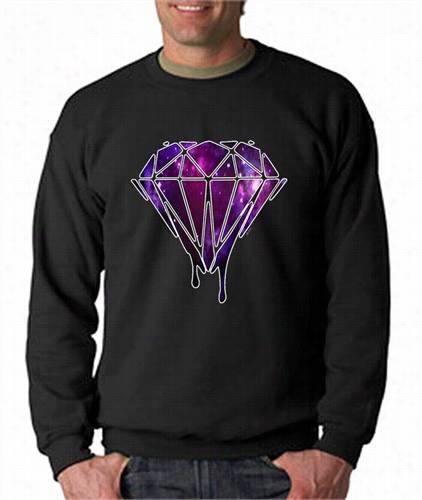 Drripping Purple Galaxy Di Amond Crew Neck Sweatshirt