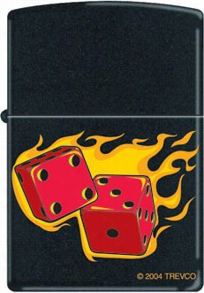 Flaming Dice Black Matte Zippo