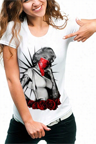 Marilyn Mon Roe Red Roses Girl's T-shirt