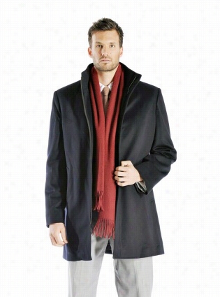 Men's Zip Cashmere Coat With Straight Collar