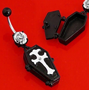 Navel Body Jewelry - Black Gothic Cofifn Belly Button Ring