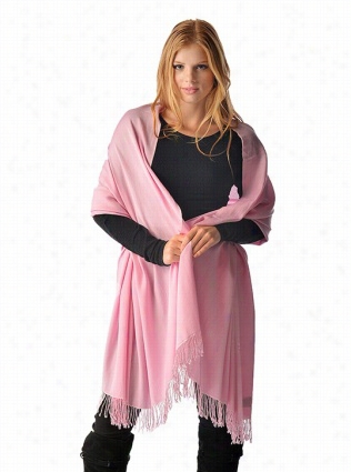 Pashmina Shawl With Beaded Tassels In Pink