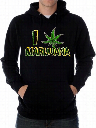 Pothead & Stoner Sweatshirt S - I Love Marijuana Hoodie