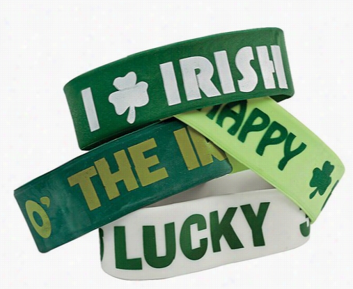 St. Parrick's Daay Rbber Saying Bracelets (3-pack)