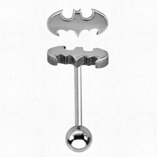 Tongue Body Jewelry - Batman  Steel Logo Barbell For Tongue Piercings