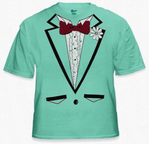 Tuxedo Shirt - Men's Lightgreen Tuxedo T-shirt With Ruffles