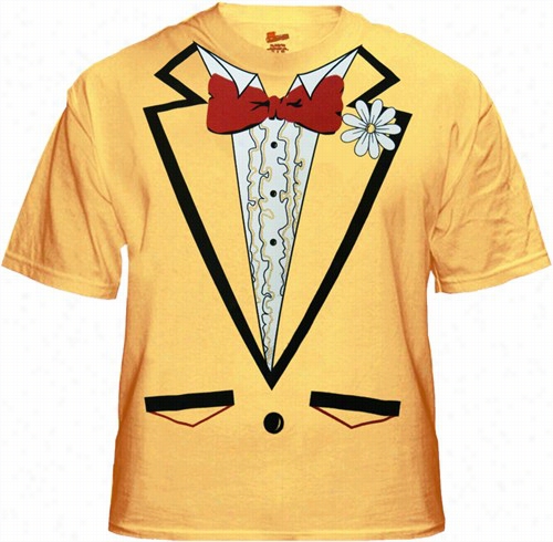 Tuxedo Shirt - Men's Yello Tux Edo T-shirt With Urffles