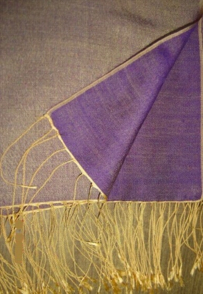 Two Tone Reversible Pashmina Wrap In Purple And Gold
