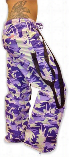 Ufoo Strappy Hipster Girls Pants (purple Camo/black)