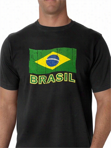 Vintage Brasil Waving Flag Men's T-shirt