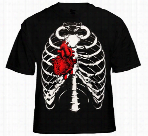 Wslking Dead Men's T-shirt  Withh Exposed Rib S And Heart