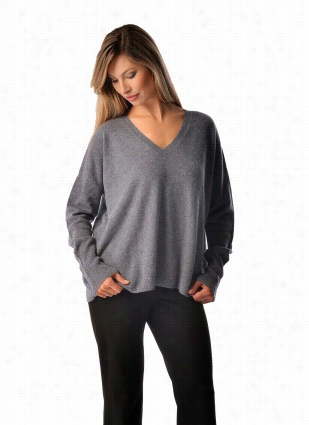 Women's Pure Cashmere V-neck Boyfriend Sweater