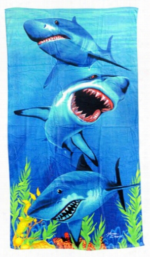 3 Hungry Sharks Becah Towel