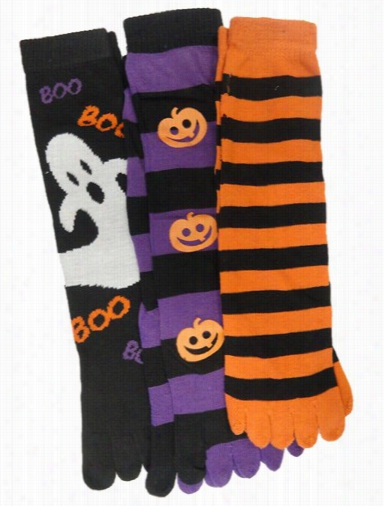 3 Pack Of Assort Ed Halloween Toe Socks