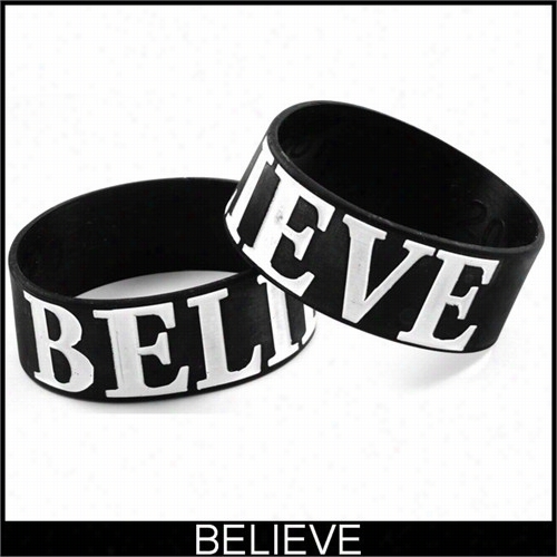 Believe Designer Rubber Saying Bracelet