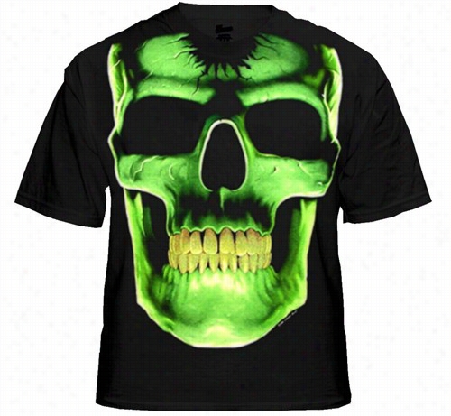 Biker Shirts - &quot;radioactive Glowing Skul&quot; Bikre Shirt