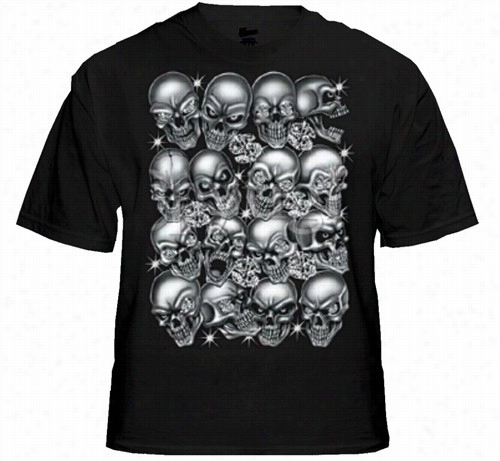 Biker Shirts - &quot;;skull Ile Bling&qot; Biker Shirt