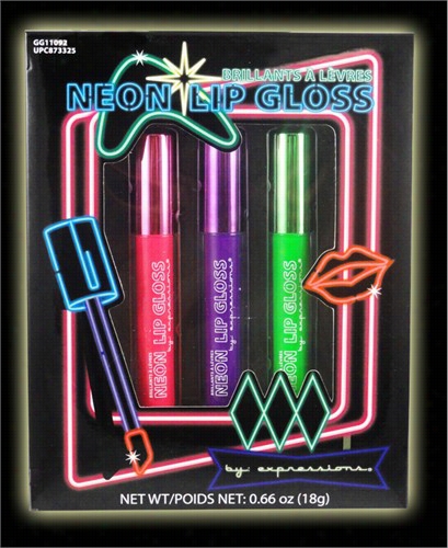 Black Light Reactive Neon Lip Gloss 3 Pacck