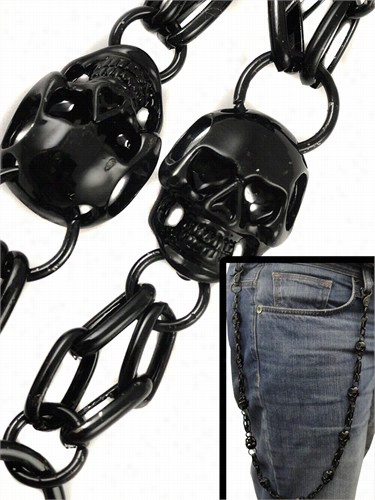 Black Skul Of Death Jean And Wallet Chain