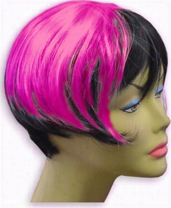 Colored Wigs :: Two Tone Hot Pink & Black