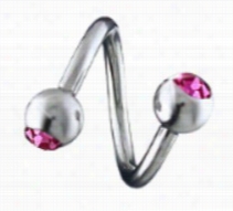 Deep  Navel Twist With Pink Stone
