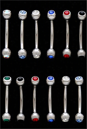 Eyebrow Body Jewelr Y-  6 Pack Double Gem Eyebrow Ring (assorted Colors)