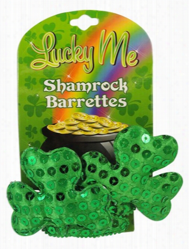 Green Sequin Shmarock Barrettes
