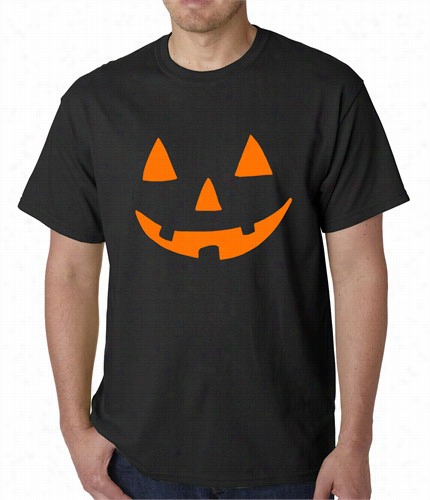 Halloween Tshirt - Orange Jack O' Lnatern Mens T-shirr