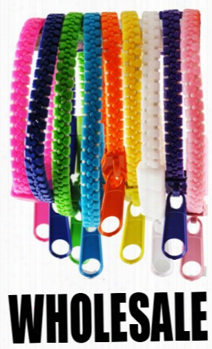 Hip Zip  - Real Zipper Bracelets In Assorted Colors  Wholesale (12-pack)