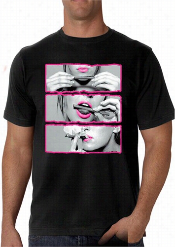 Hot Pink Roll Lick Smell Out Sexy Celebrity Men's T-shirt