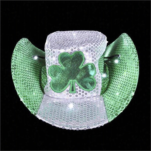 Irish St. Patrick's Day Light Up Led Sequin Cowboy Hat