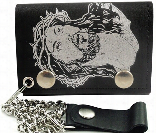 Jesus Christ Genuine Leather Chain Walllet